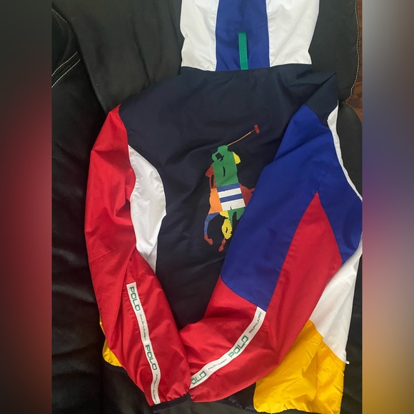 Polo Ralph Lauren Men's White Multi
Colorblock Hooded Windbreaker Jacket Mens - Picture 3 of 5